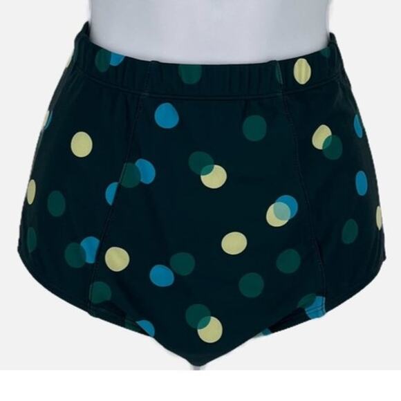 Bikini Bottom High Waist with Polka dots in Blue Green Bottom Only Size X-Large - Picture 1 of 8